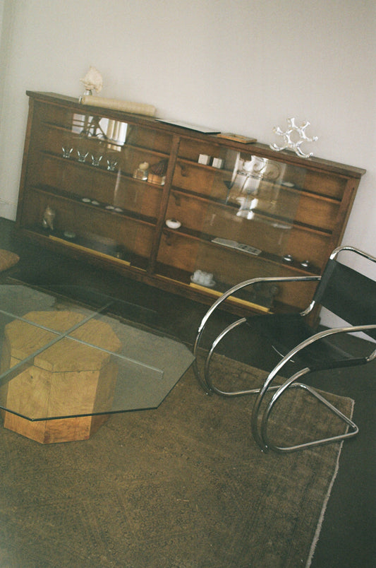 Antique Wood and Sliding Glass Display Case