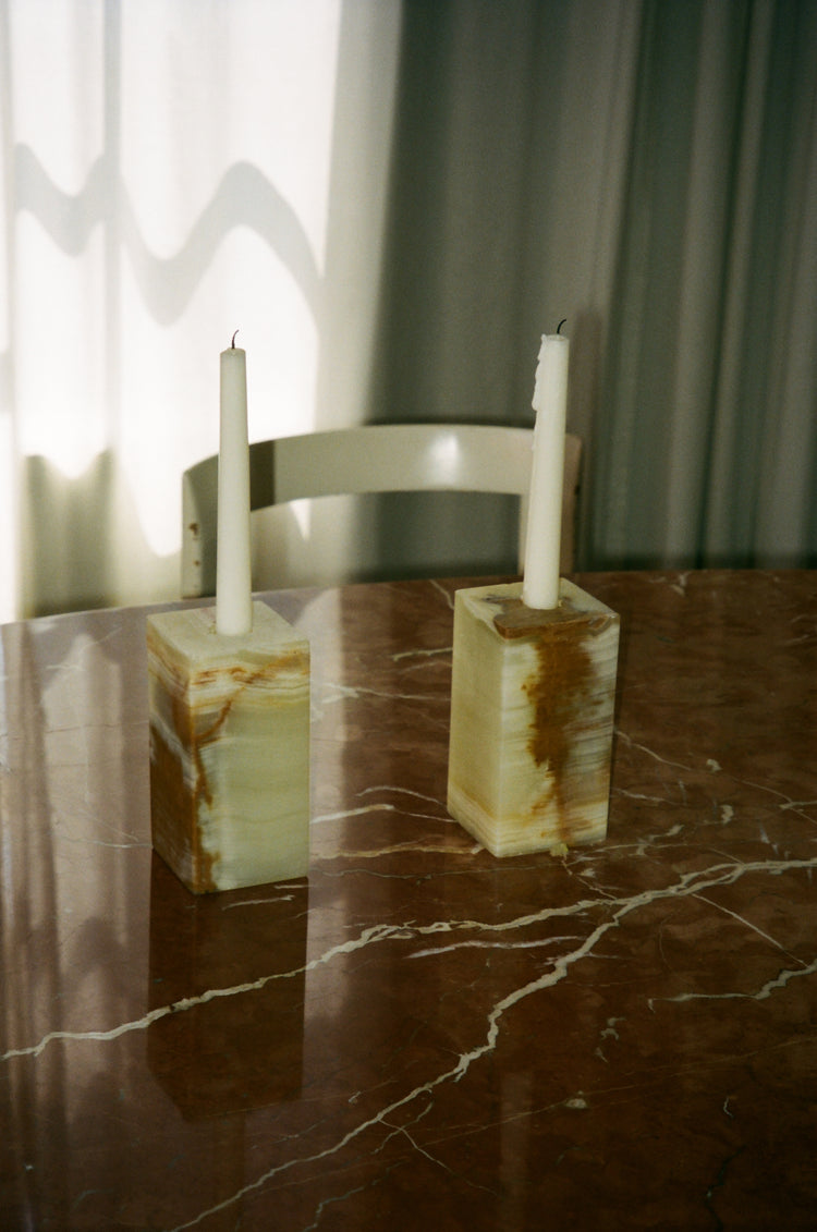 Onyx Cube Taper Candle Holders