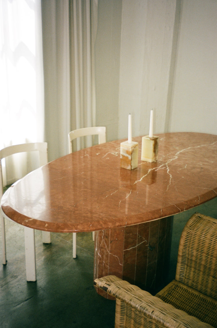 Oval Rust Travertine Dining Table