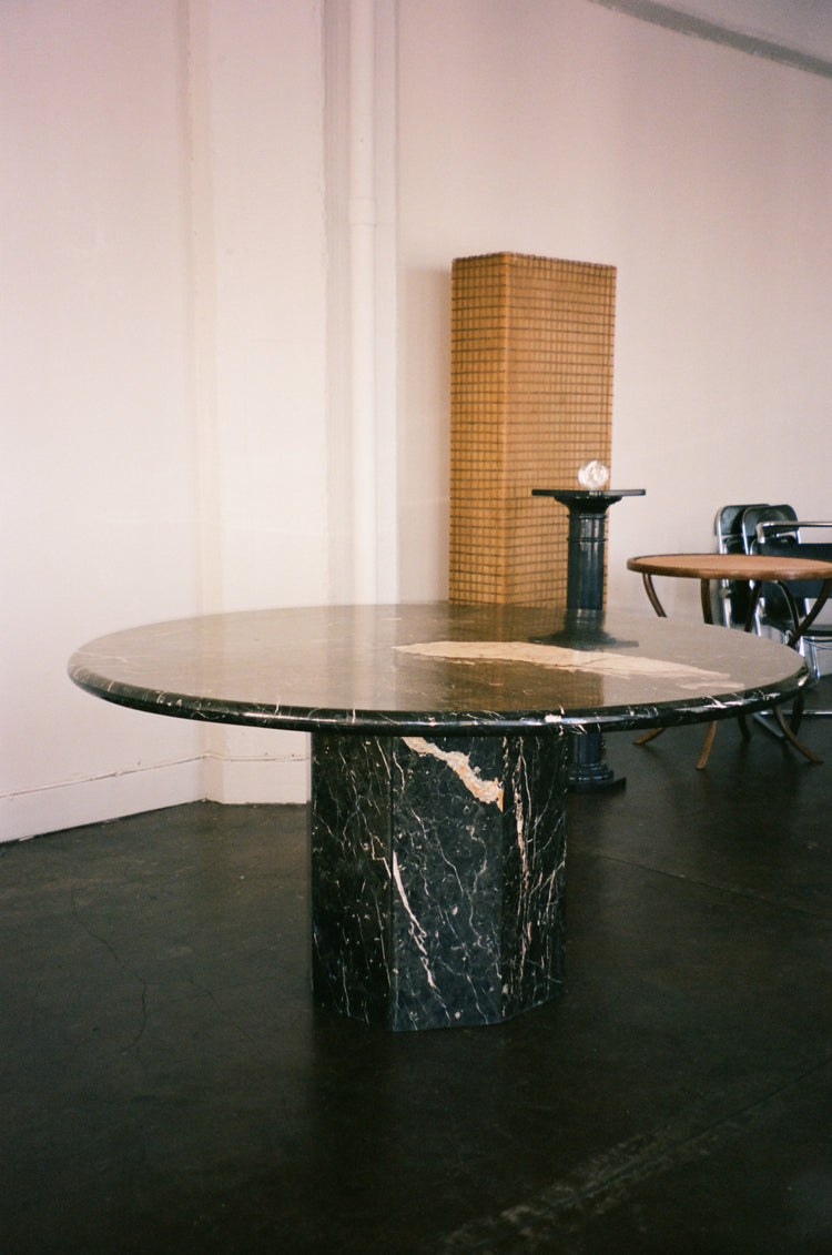 Vintage Black Marble Dining Table