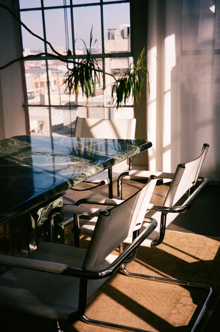 White Leather and Chrome Dining Chair by Matteo Grassi