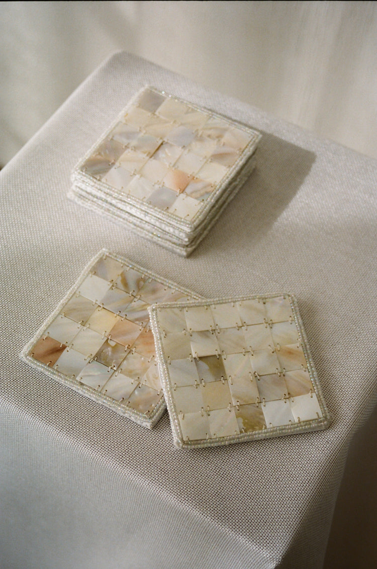Set of 6 Mother of Pearl Coasters