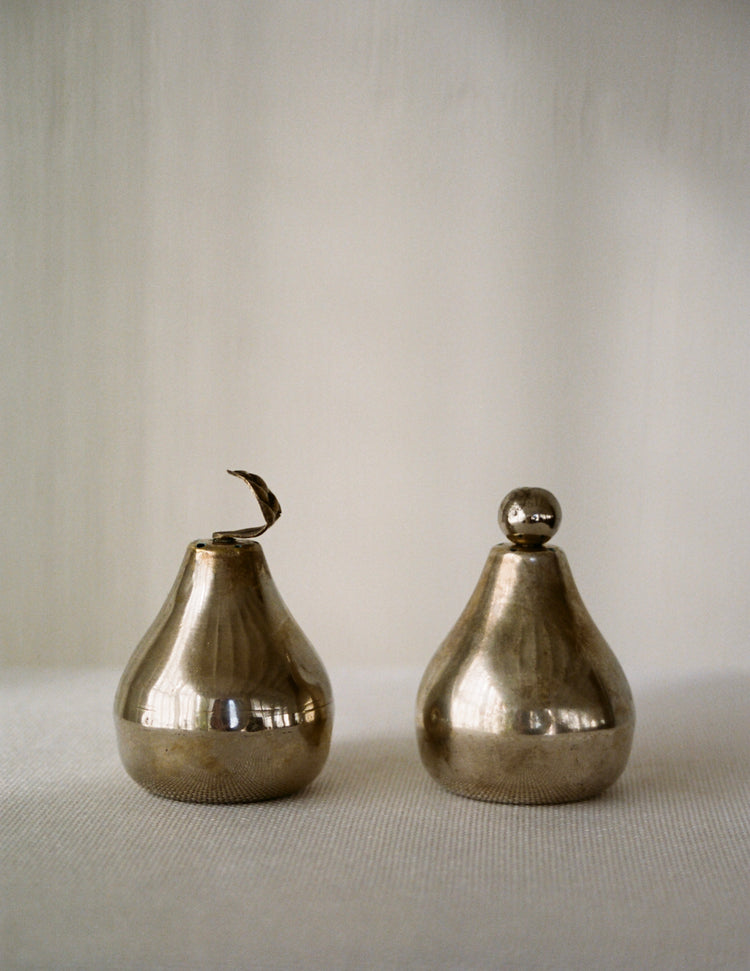 Antique Set of Pear-Shaped Salt and Pepper Shakers