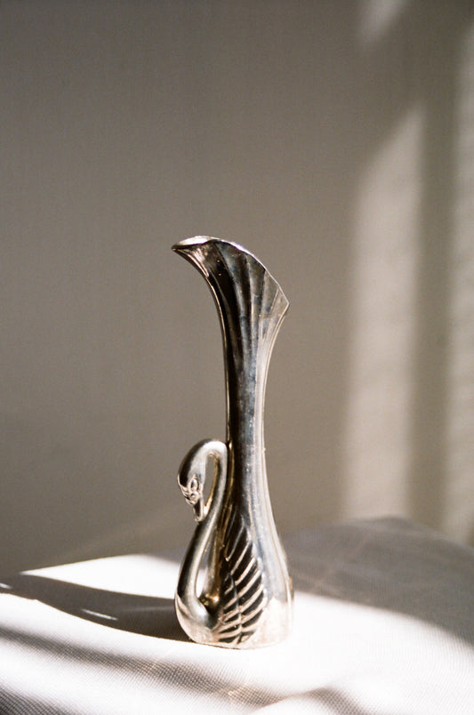 Silver Plated Swan Bud Vase