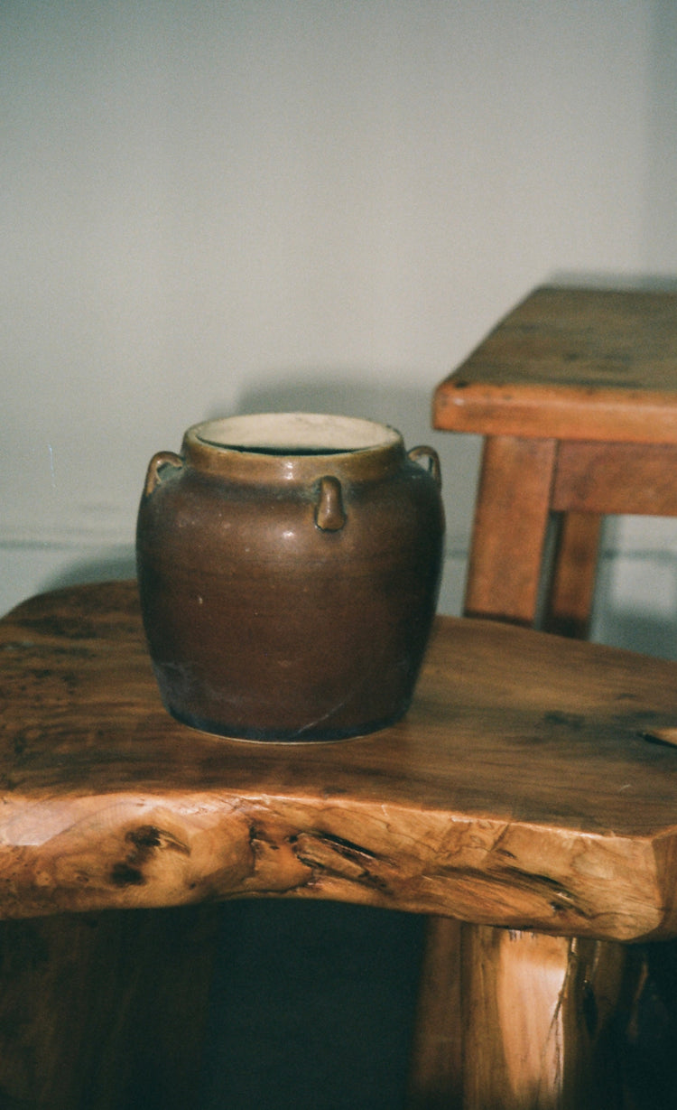 Petite Brown Pottery Vase