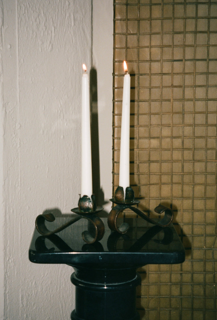 Pair of Rustic Metal Candle Holders