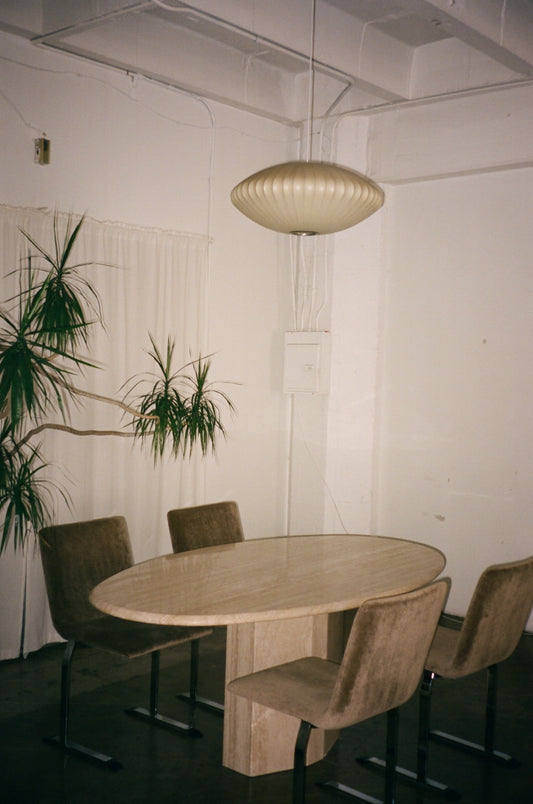 Vintage Oval Travertine Dining Table
