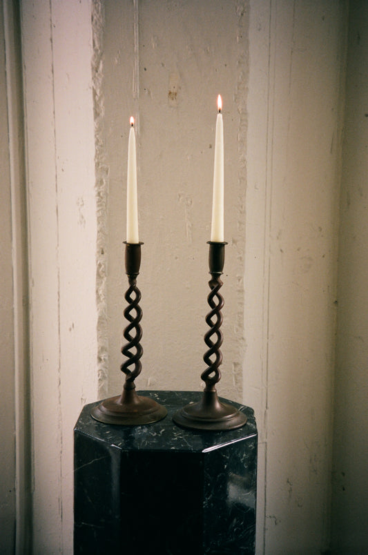 Vintage Pair of Braided Candlesticks