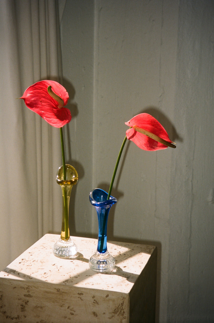 Pair of Glass Tulip Lip Bud Vases