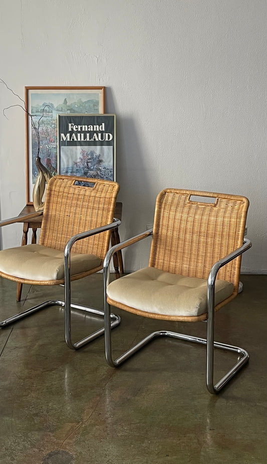 Harvey Probber Style Cane and Chrome Dining Chairs 4 Available - Priced Individually
